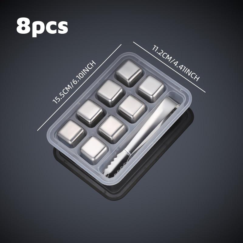 Whiskey Chilling Stones Stainless Steel Reusable Ice Cube for Drinking Ice Beer Soda Stone Fast Freeze Box Packaging with Clip
