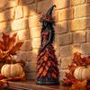 Figurka podzimní čarodějnice s tématem sklizně, pryskyřičný materiál, dekorace na polici pro čarodějnici, Halloweenská sezóna