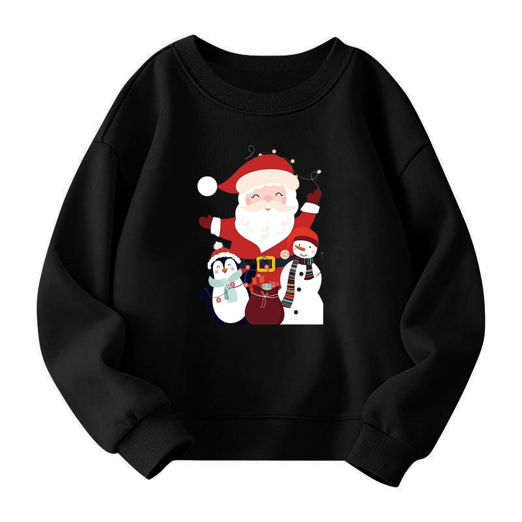 Christmas Day Girls Round Neck Pullovers For Kids Printed Baby Tops