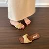Gladiator Summer Flip Flop Women's Weave Flats Slippers Comfort Square Toe Slides Casual Beach Vacation Dress Shoes