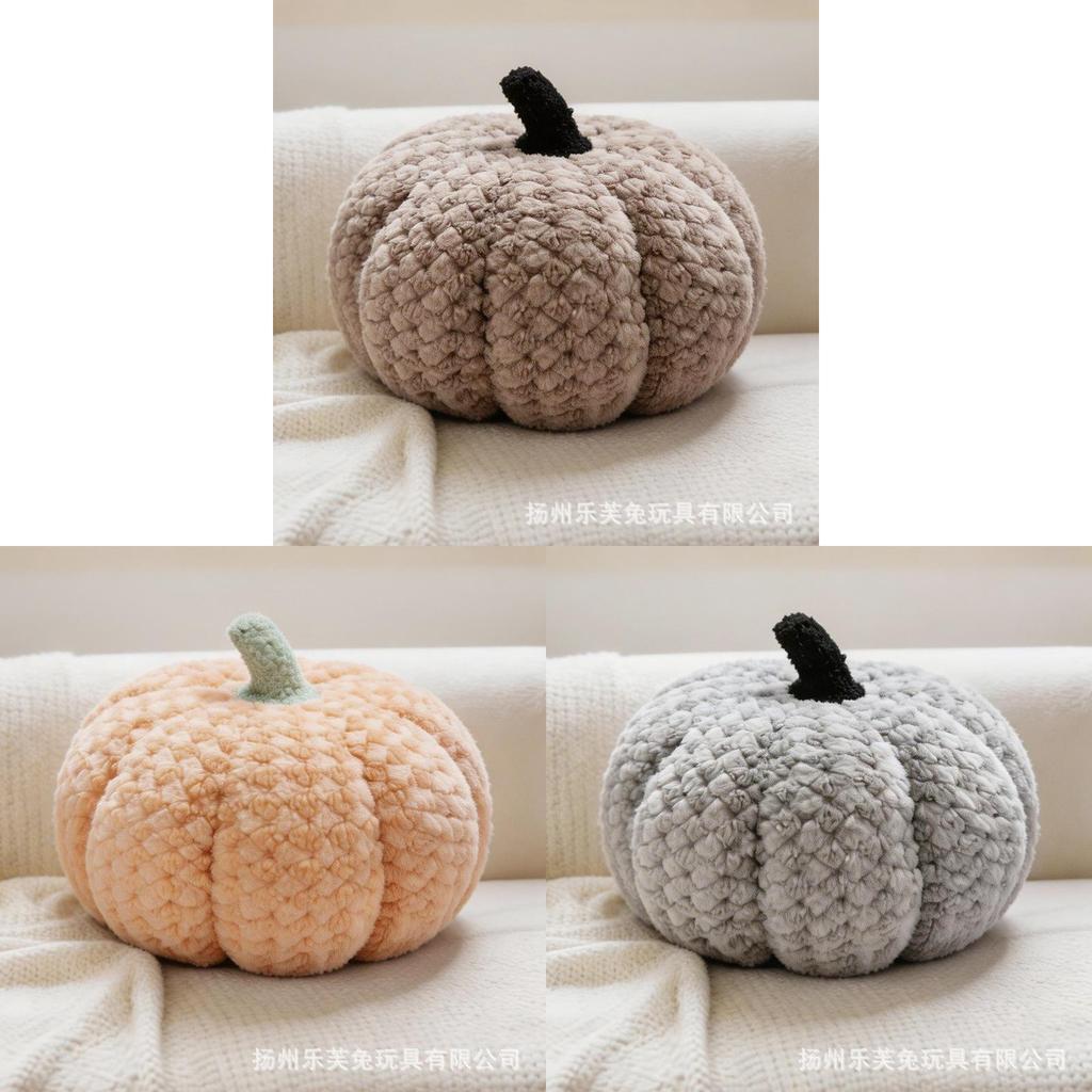 Macaron Color Pumpkin Plush Pillow With Soft Short Hair For Home Decor And Halloween Gift