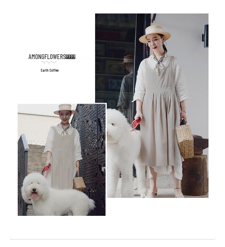 Retro Art Bawełniany i Lniany Fartuch w Stylu Mori z Nadrukowanym Logo