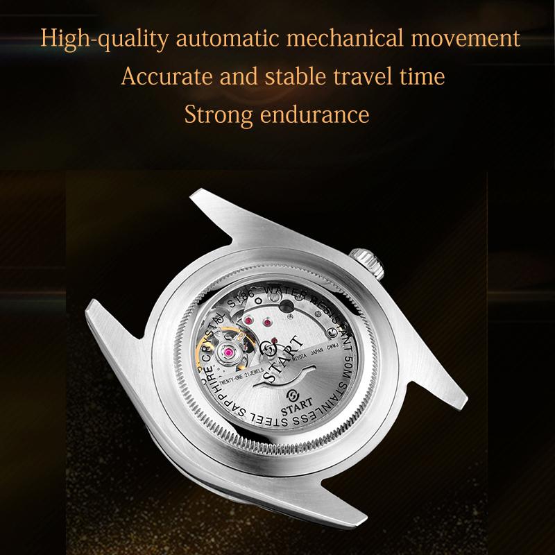 Start Ceas Bărbați Impermeabil Ceas Mecanic Automatic Cadran Numeral Roman Ceas Metal Data Funcție Săptămâna