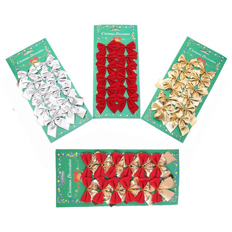Christmas Bows Ornaments - Pack of 12 Holiday Decorations & Gifts
