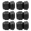 6PCS Set PG IP68 Waterproof Connector Cable Glands Black for 12‑18mm Wire for Household Outdoor
