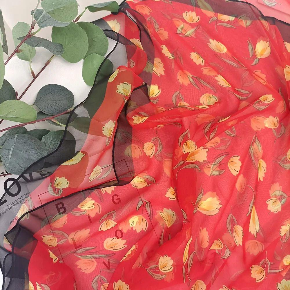 1Pcs Chiffon Georgette Silk Scarf Elegant Bandana Scarf Durable Headband Shawl Summer Beach