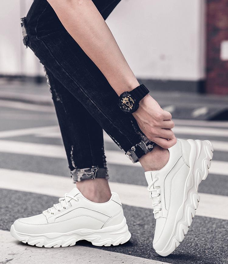 Men's 8cm Height Increasing White Breathable Casual & Running Shoes