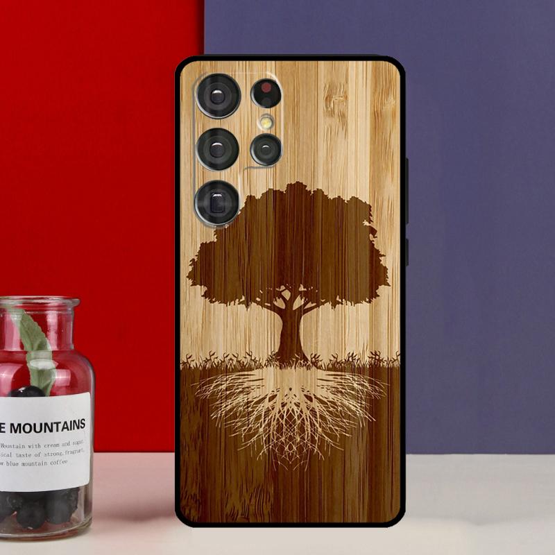 Tree Flower Bamboo Wood Funda Case For Samsung Galaxy S25 Ultra S9 S10 S20 FE S21 S22 S23 Plus S24 Ultra Phone Cover