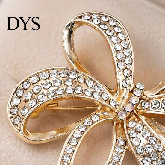 Retro Bow Pin Sparkling Rhinstone Brooch, Alloy Lapel Pin, Minimalist Women Jewelry Accessories for Suit Dress Coat Scarf Elegant