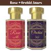 Set Combo Attar de Trandafir și Attar de Orhidee – Uleiuri Parfumate Florale Clasice și Exotice Delicate | Set de Parfum Roll-On Unisex Fără Alcool | 2 x 6 ml