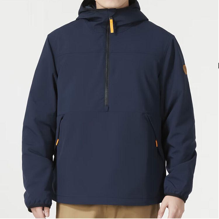Timberland Solid Color Logo Outdoor Windproof Warm Hooded Cotton Jacket Men Jacket Blue A43MR-433