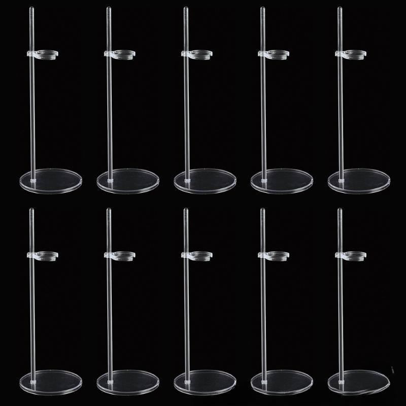 3 Pies Stand for 30cm Doll Plastic Display Rack Transparent Waist Support Bracket