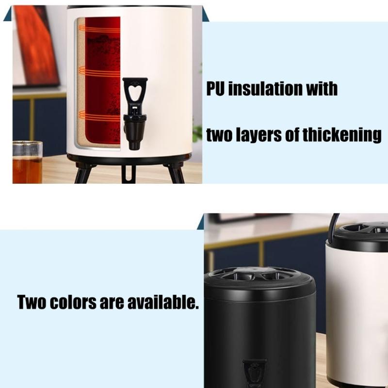 Large Capacity 8 Liter Warm Drink Container With Comfortable And Escape Immune Plan White Metal