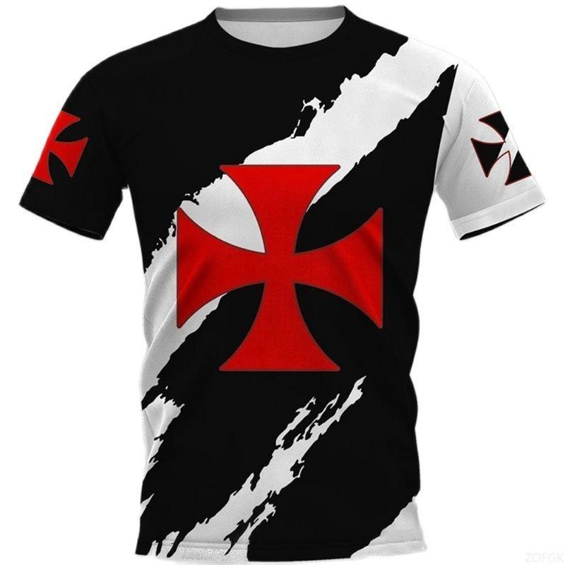 Fashionable Retro Templar 3D Printed Men's T-shirt Summer Casual Street Wear Couple T-shirt Short Sleeved Top