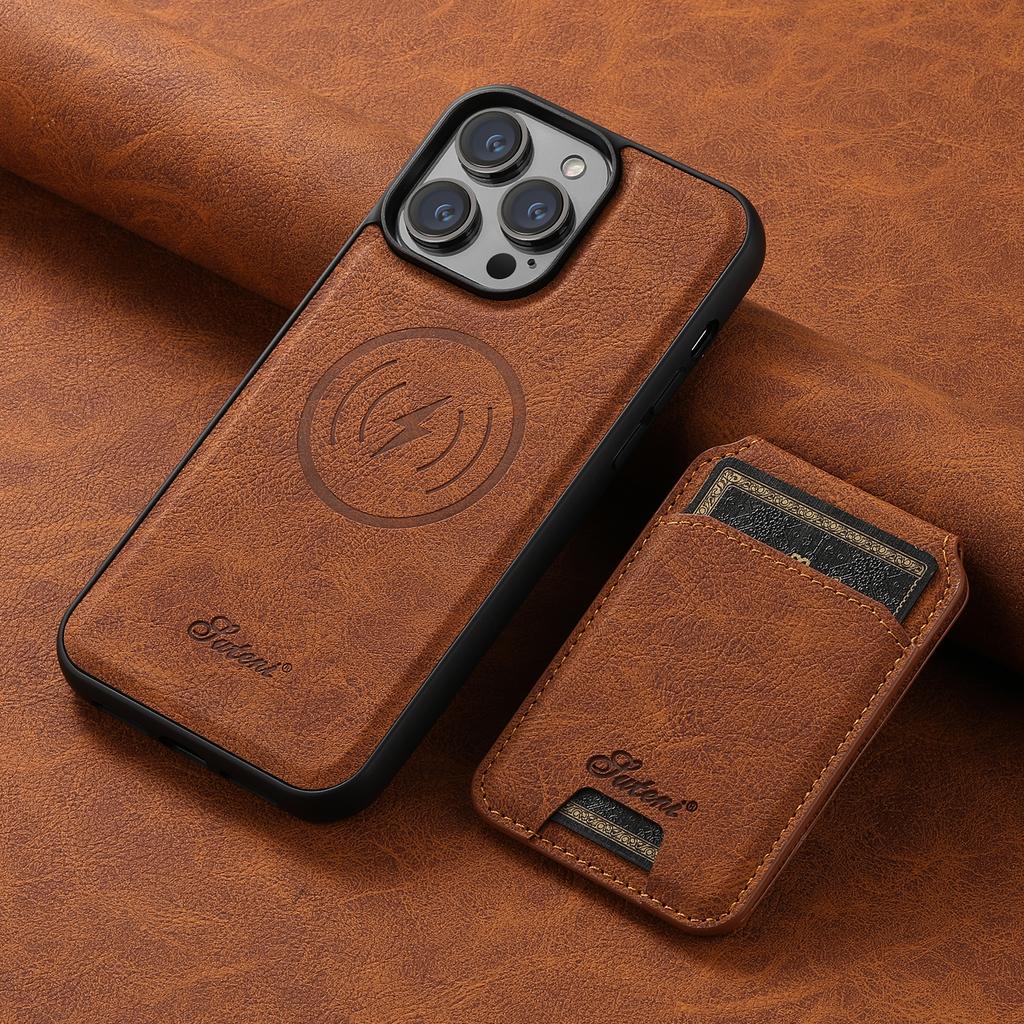SUTENI Magnetic Card Slot Luxury Leather Wallet Bags Phone Cases For iPhone 16 15 14 13 12 Pro Max Plus Cover