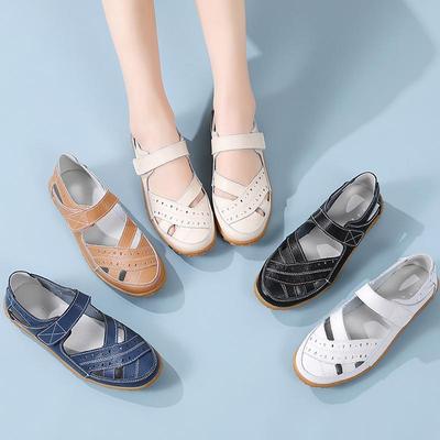 Women's Sandals Summer Essentials Mary Jane Beach Breathable Flat Shoes Closed Toe Casual Soft Walking Sandals for Girl Plus Size