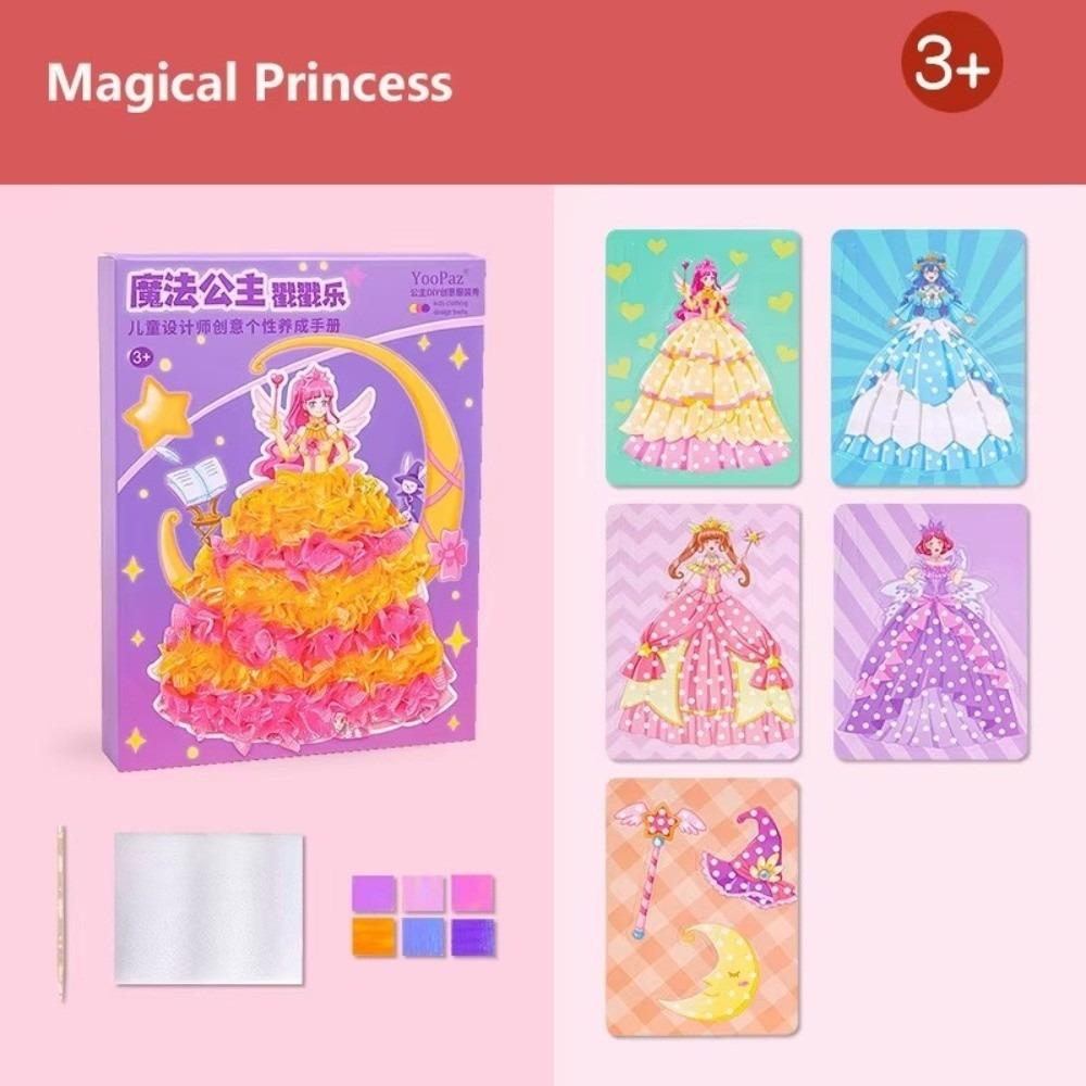 Creative Fairy Tale Hand Poke Painting Puzzle Dress Up Sticker Book Fabric Art Craze Poke Art Kids