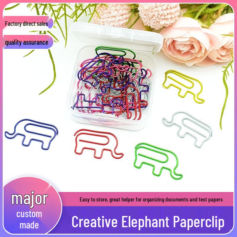 

Elephant Paperclip Box: Creative and Colorful Animal Bookmark Clips for Fun and Organization 38x18x1.0mm фиолетовый