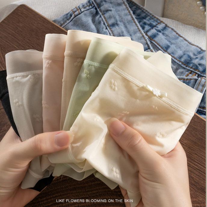 Summer Ice Silk Panties Women's Underwear Antibacterial Crotch Lace Traceless Breathable Quick Drying Sexy Panty