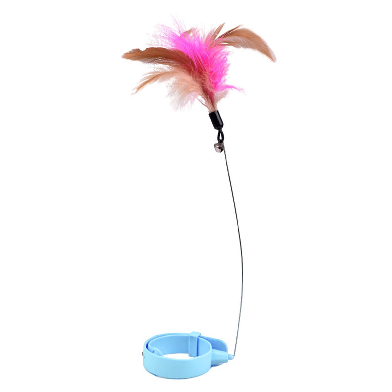 

Cat Feather Collar Toys Adjustable Flexible Funny Interactive Cat Feather Wand Collar with Bell for Cat Indoor Play Blue синій