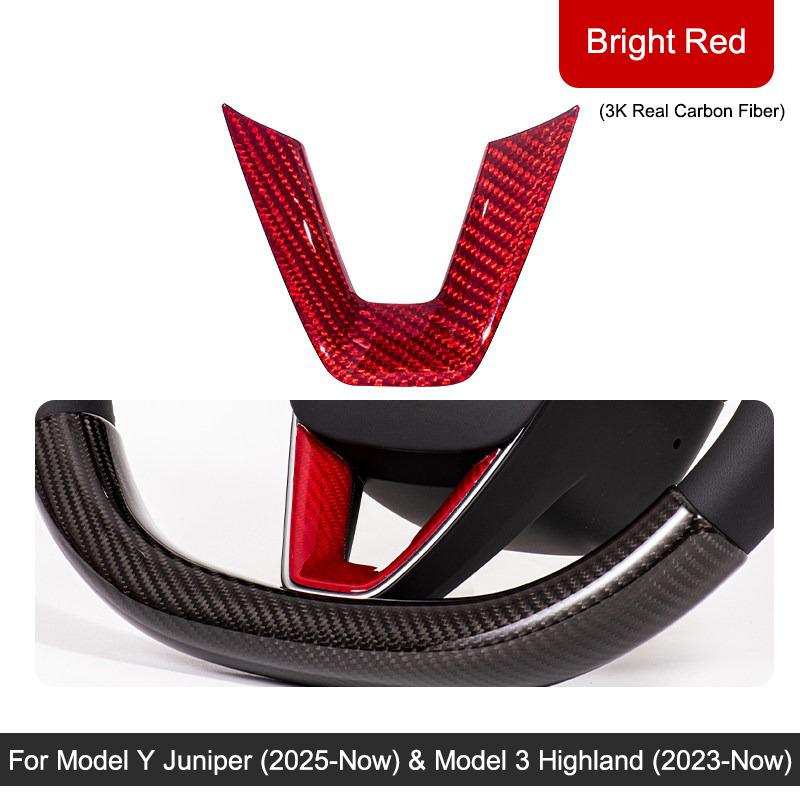 For Tesla Model Y Juniper Model 3 Highland Real Carbon Fiber Steering Wheel Sticker Toray Carbon Fiber Steering Wheel Patch For Model 3 Highland