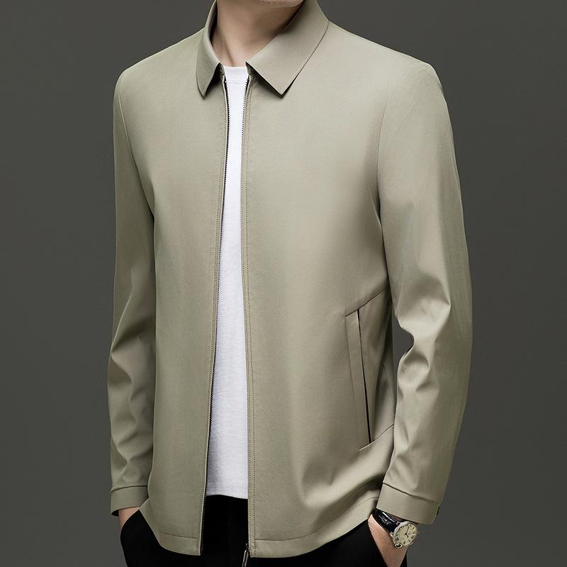 Men's Jacket Spring and Autumn New Middle-aged Business Casual Solid Color Lapel Jacket Thin Daddy's Outfit Versatile Formal