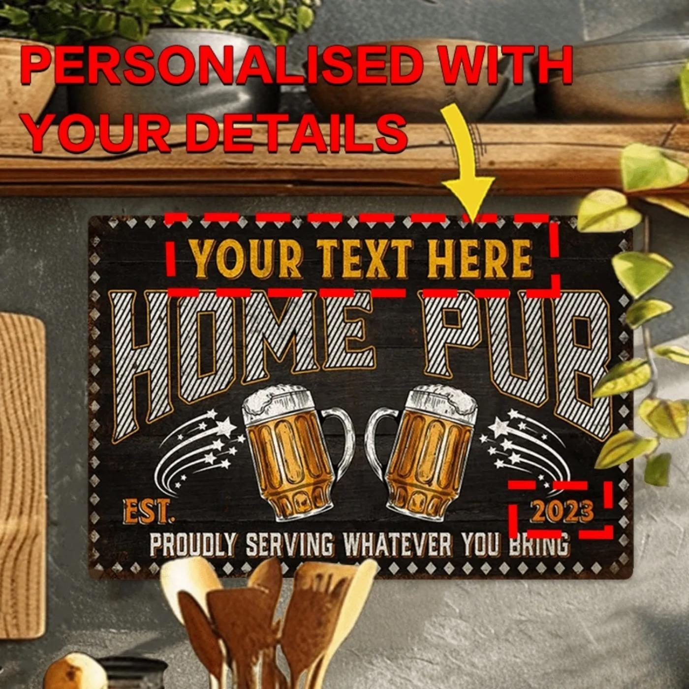

Personalized Vintage Metal Wall Sign Pub Bar Garage Man Cave Decor червоний