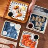 Ceramic Plate Japanese Multifunctional Snack Plate Square Dumpling Dish Sushi Dipping Sauce On A Grid Dish Kitchen Tableware