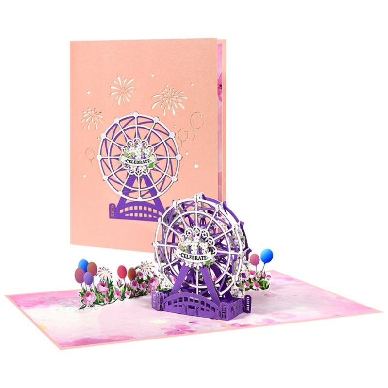 Unique Popup Valentines Day Greeting Card 3D Ferris Wheel Card for Party Holiday 1