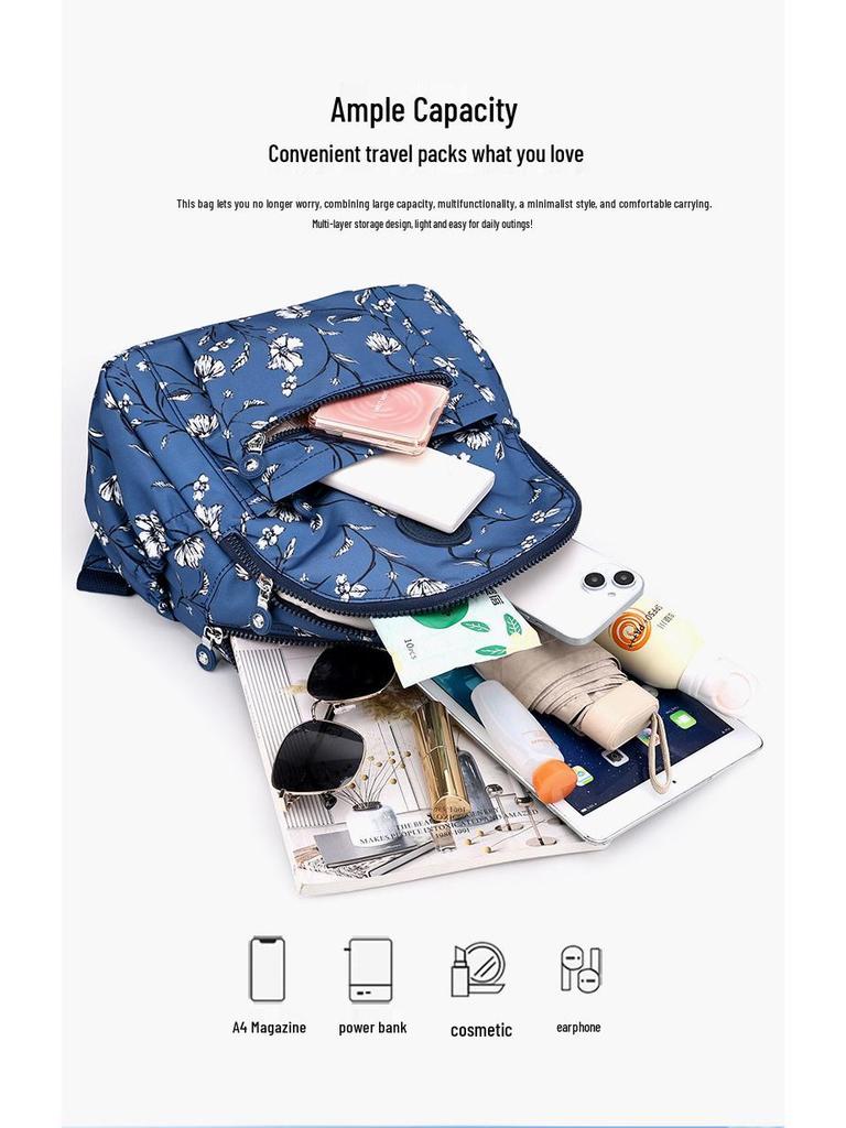 Korean Fashion Nylon Backpack for Middle-Aged & Elderly Women - Casual, Small, Travel-Friendly