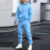 Autumn and winter new men's hooded sweater set solid color sports and leisure set hoodie two-piece set