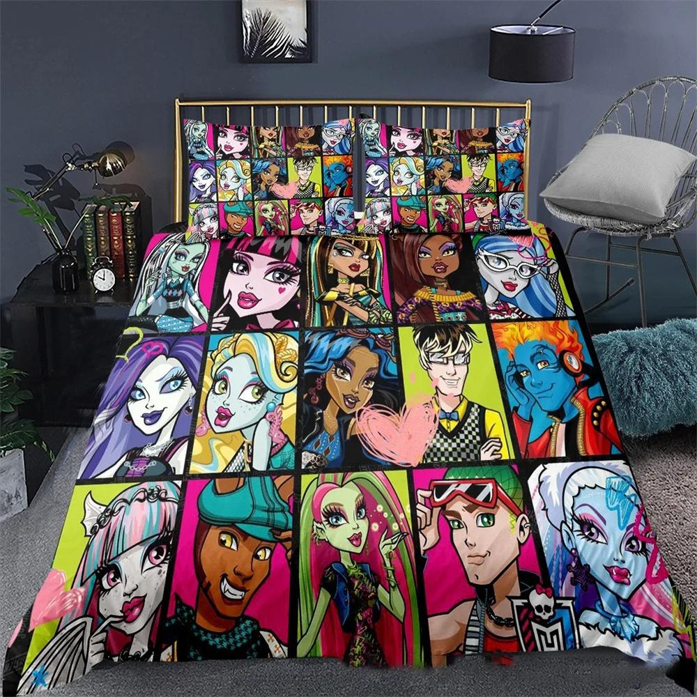 3D Printed Monster High Bedding Collection Duvet Cover Bedroom Comforter Covers Single Twin King Size Quilt Cover Home Textile 23Pcs
