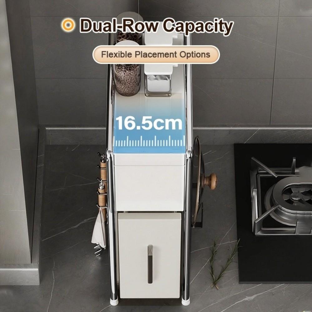 Multifunctional Spice Organizer Dustproof Narrow Design Pull Out Shelf Pull Out Drawer Space Saving Spice Cabinet Kitchen Use