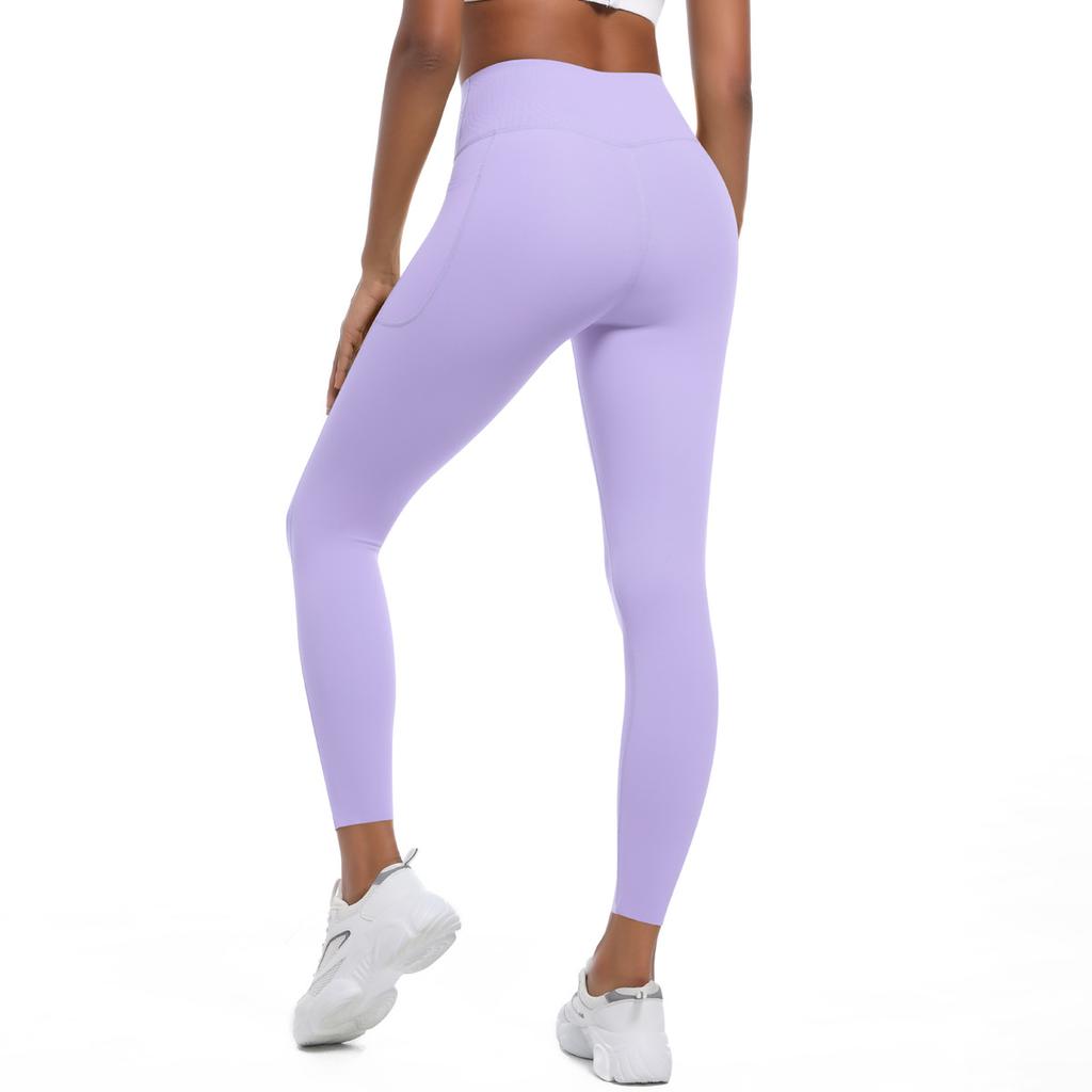 High-intensity Tight Yoga Pants Non-marking High-waisted Tummy-tucking Sports Pants High Elastic Side Pockets Quick-drying Fitness Pants