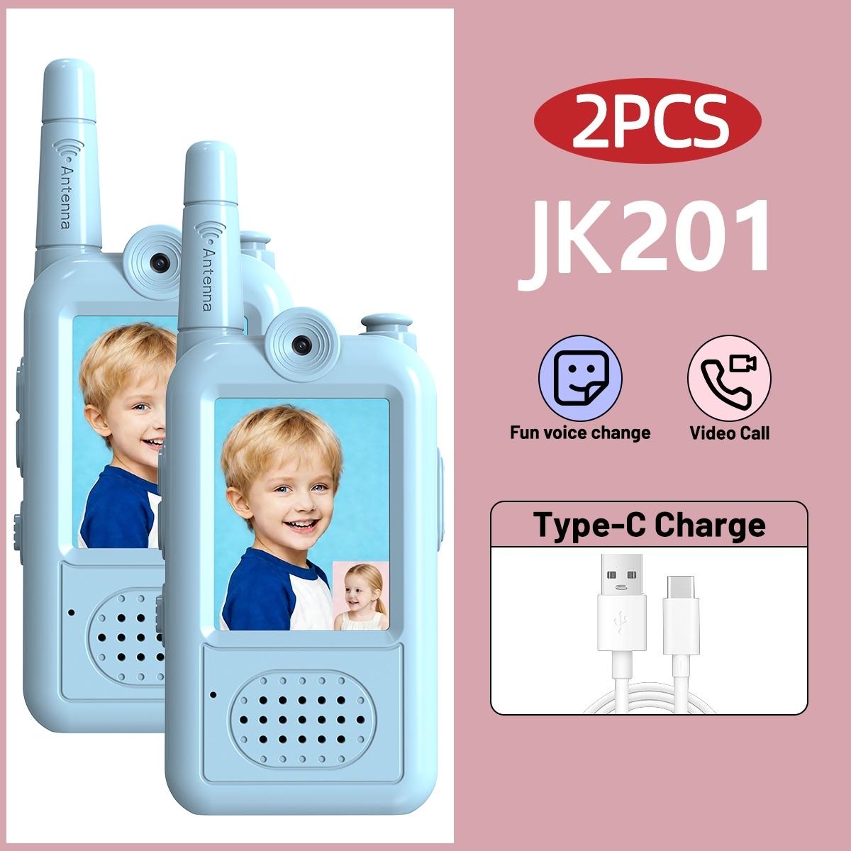 AIRITON JK201 Talkie-walkie Vidéo pour Enfants Rechargeable Intérieur Extérieur Appel en Un Clic Essentiel pour le Camping Randonnée Aventures cadeau USB Plug