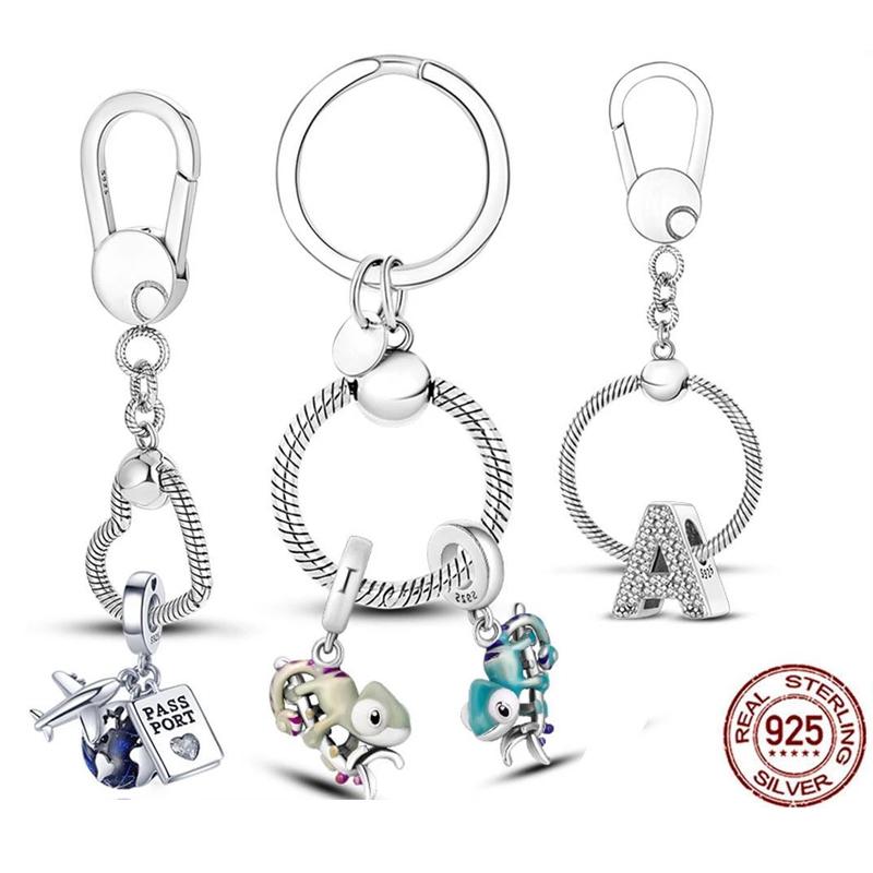 

Набор ключей из стерлингового серебра 925 пробы, сумка, очаровательный держатель для бусин, подходит для оригинального очарования для женщин, DIY изготовление ювелирных изделий, подарочный брелок