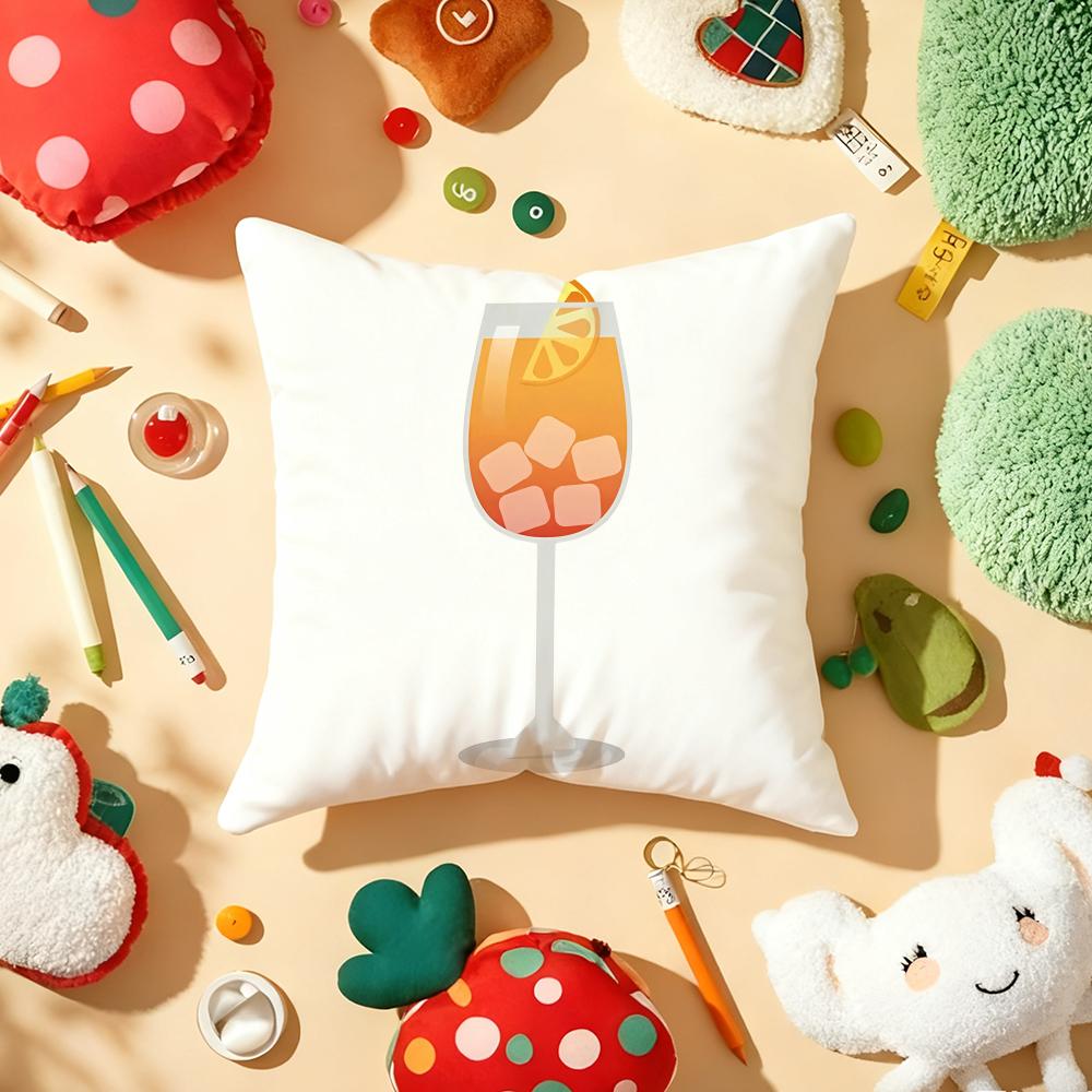 Cocktails Cushion Cover Soft Short Plush DoubleSided Printing Home Decor Machine Washable Pillow Case Gift