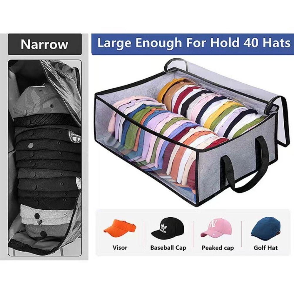 Large Capacity Baseball Cap Storage Box Collapsible Closet Organizer Case Cap Storage Bag  Travel