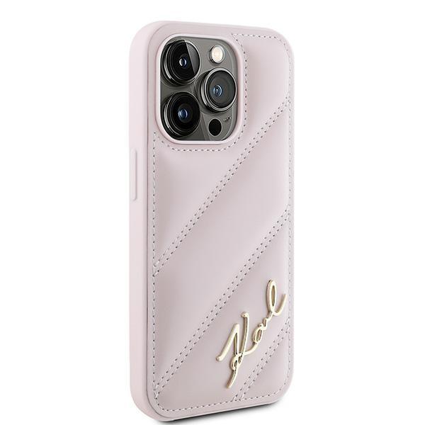 Karl Lagerfeld KLHCP15XPQDSMGP iPhone 15 Pro Max 6.7" pink/pink hardcase Diagonal Quilted Script