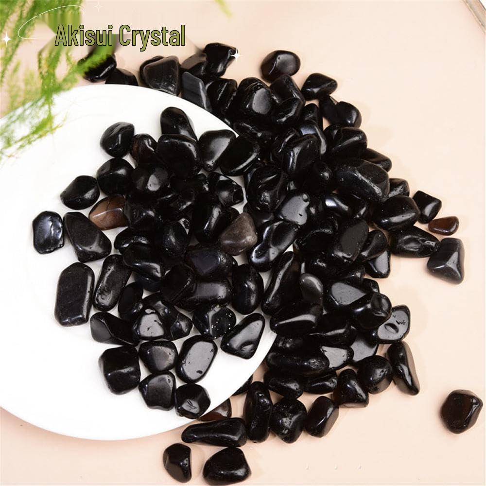 Natural Black Obsidian Crushed Stone for Purifying & Demagnetizing - Ideal for Fish Tanks, Bonsai, and Decor.