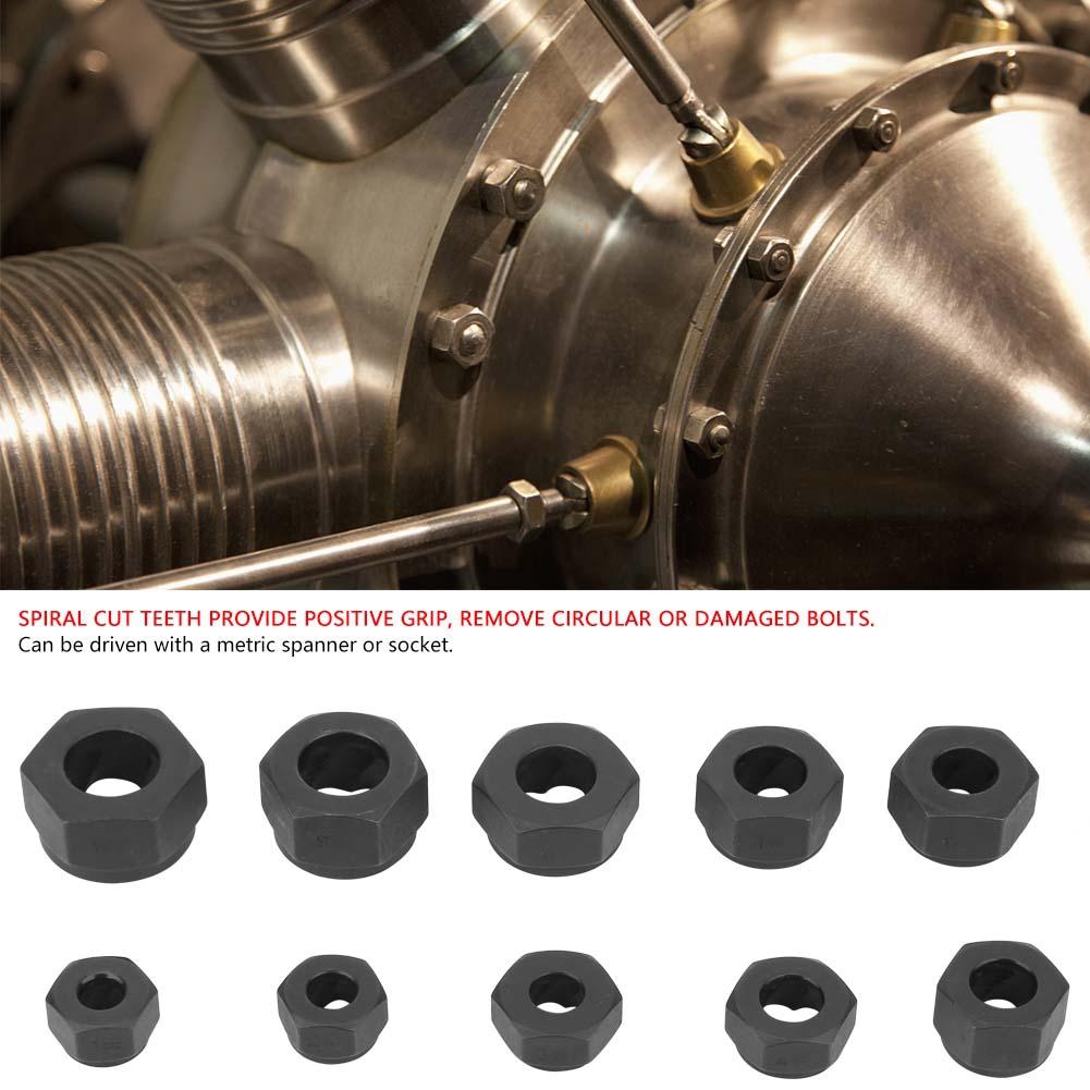 10pcs Damaged Nut Bolt Remover Stud Extractor Set Broken Bolt Removal Kit