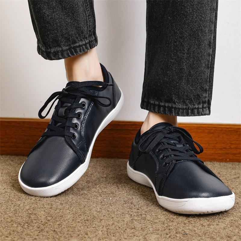 Zapatos Anchos de Moda Unisex para Pies Descalzos Ligeros de Cuero Zapatos Casuales Planos de Caminar Casuales para Exteriores Zapatilla de Punta Más Ancha de Moda para Hombres Mujeres