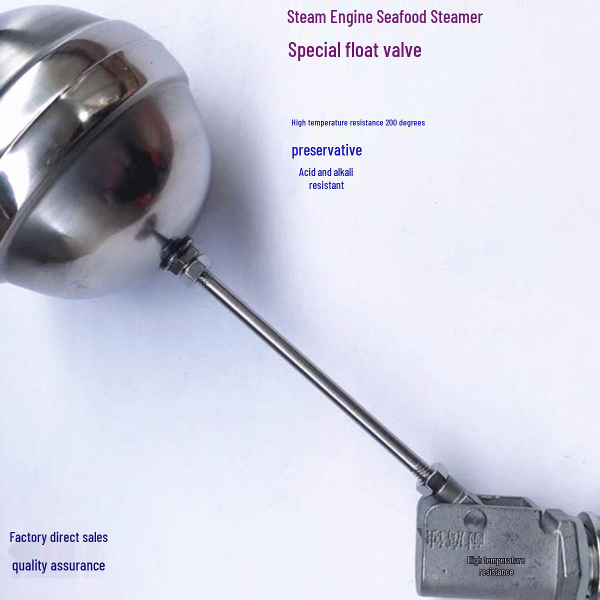 

DN15 Double Lever Float Valve, Acid-Alkali Resistant, for High Temperature, Type 304 Stainless Steel, for Steam Generator. Fixed Float Valve (80mm Round Float)