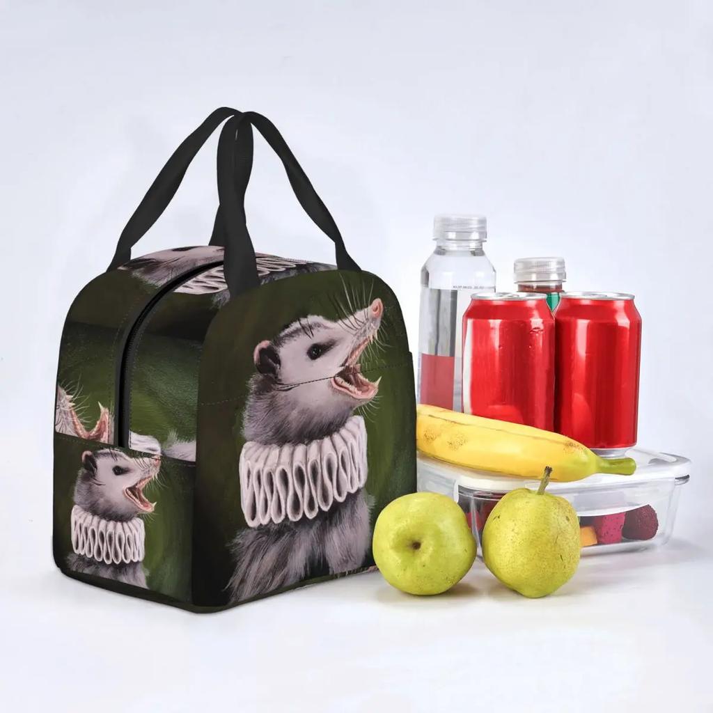 Opossum Insulated Lunch Tote Bag for Women Animal Pet Resuable Thermal Cooler Food Lunch Box Outdoor Camping Travel