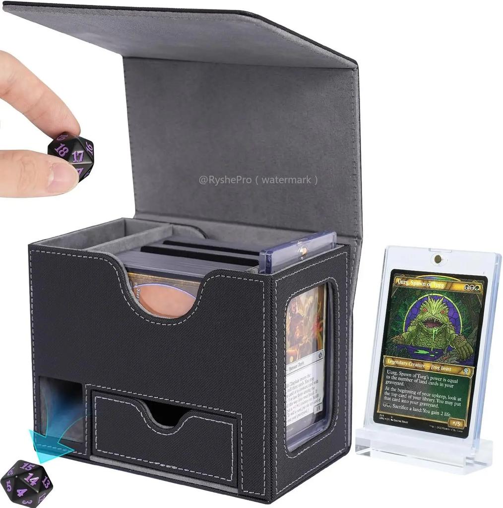 Commander Deckbox UP Leder Magnetverschluss Sammelkarten Aufbewahrungsbox mit Würfelfach Bietet Platz für 120+ für YuGiOh MTG TCG Sportkarten