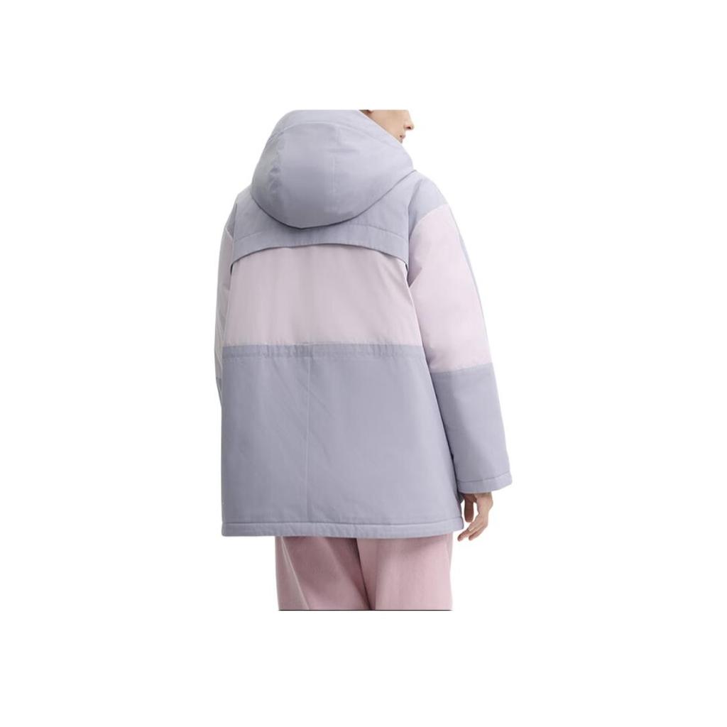 FILA Original Fashion Color Block Casual Loose Waterproof Stain Resistant Hooded Warm Long Sleeve Down Jacket Women outerwear F51W449903F-GY