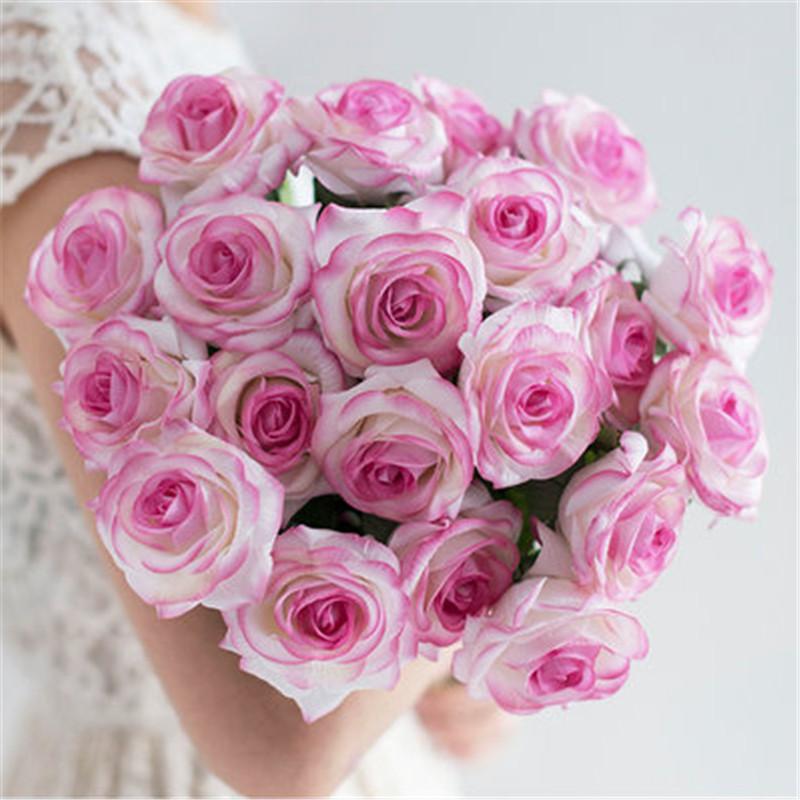 11pcs/Lot Fresh Rose Artificial Flowers Real Touch Rose Floral Home Decorations For Wedding Party Birthday Gifts