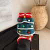 Lindo Bolso Cruzado Infantil de Navidad Bolso de Lana Tejido a Mano Árbol de Navidad Terminado Bola Colorida Tejido Móvil Bolso para Teléfono Móvil Femenino