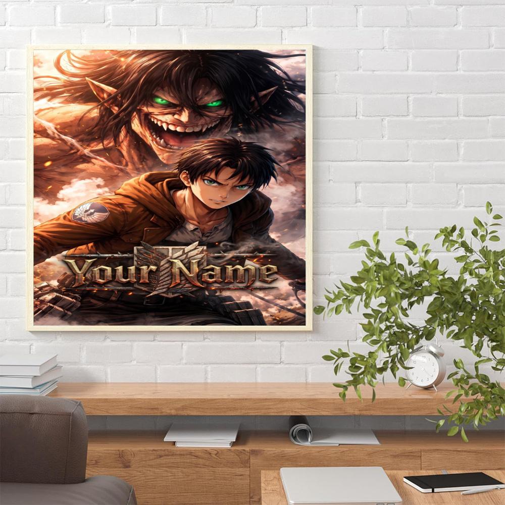 Attack Titan Customize Your Name Diamond Painting Round Diamond Rhinestones Mosaic Diamond Embroidery Wall Paintings Rhinestones Gift Frameless