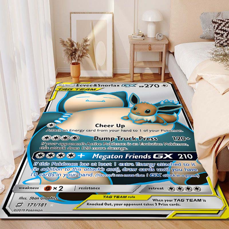 15 Misure Tappeto Stampa Clan Pokémon Eevee per Soggiorno Camera da Letto Stanza dei Bambini Decorazione Casa Tappeto Area Divano Guardaroba Tappetino